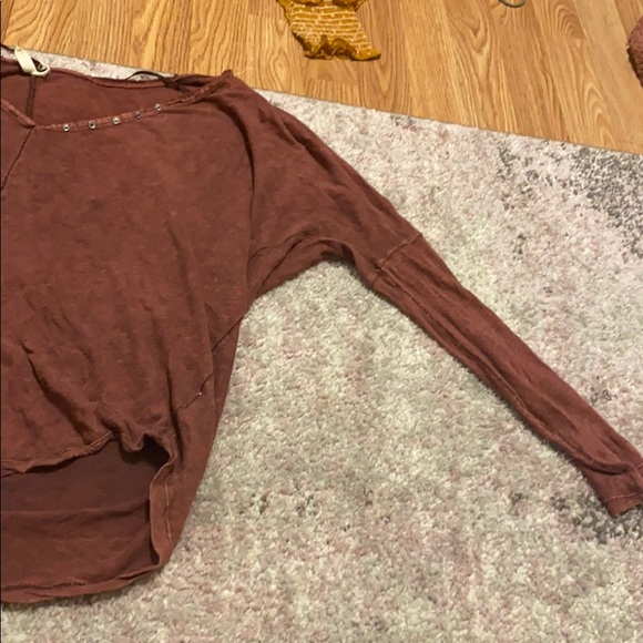 Maroon Long sleeve tee FREE PEOPLE - Picture 3 of 4